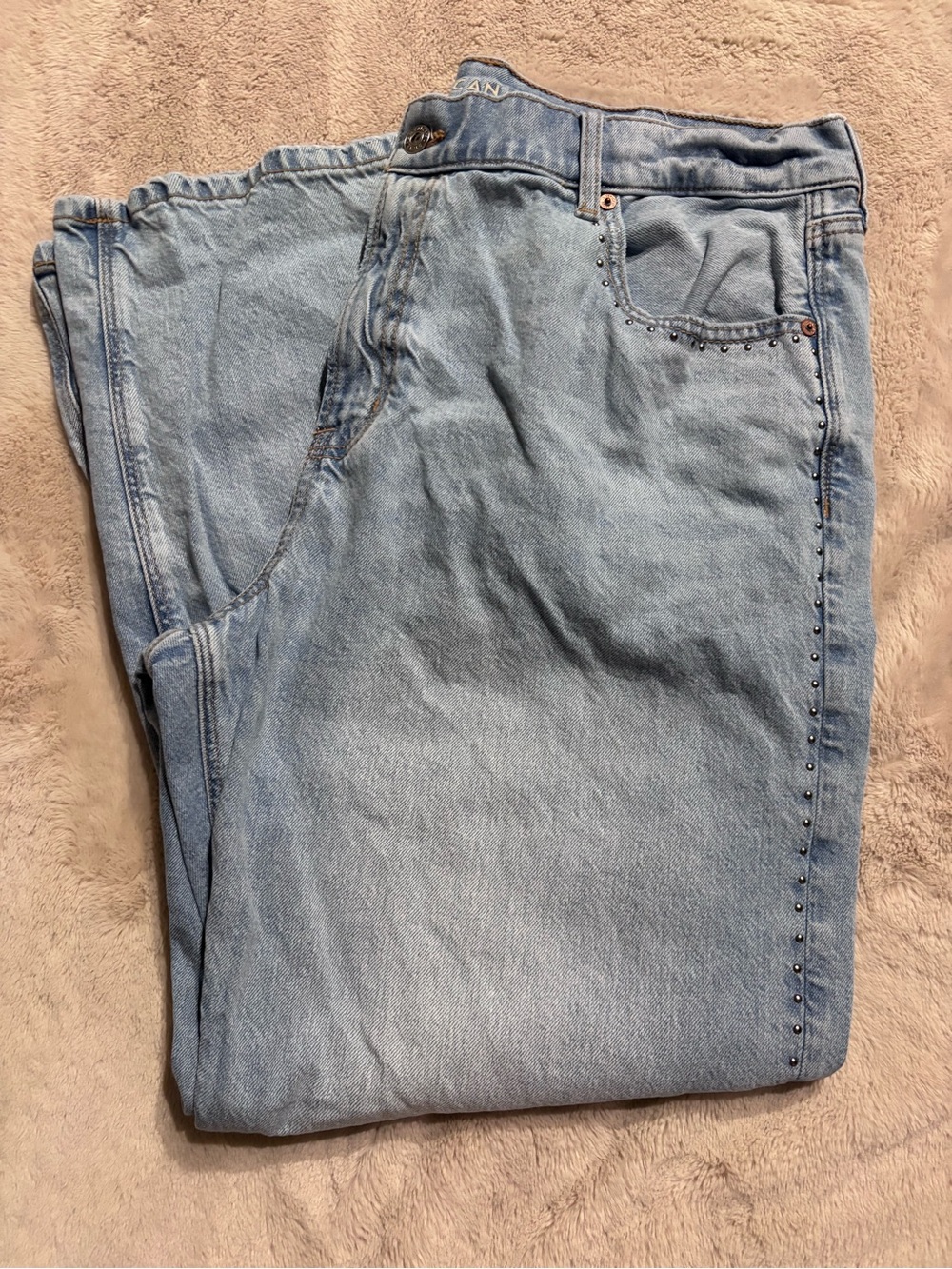 Light Blue Denim Jeans with Stud Detail